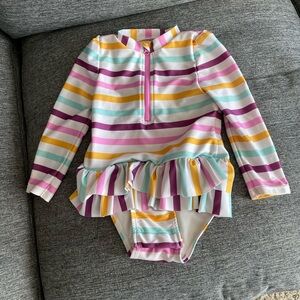 Cat & Jack colorful striped swimsuit - toddler girls  3t bathing suit with snaps